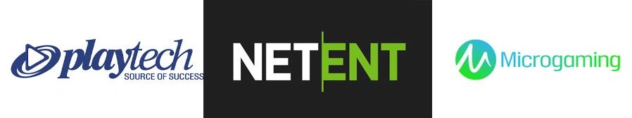 Playtech logo, NetEnt logo, Microgaming logo